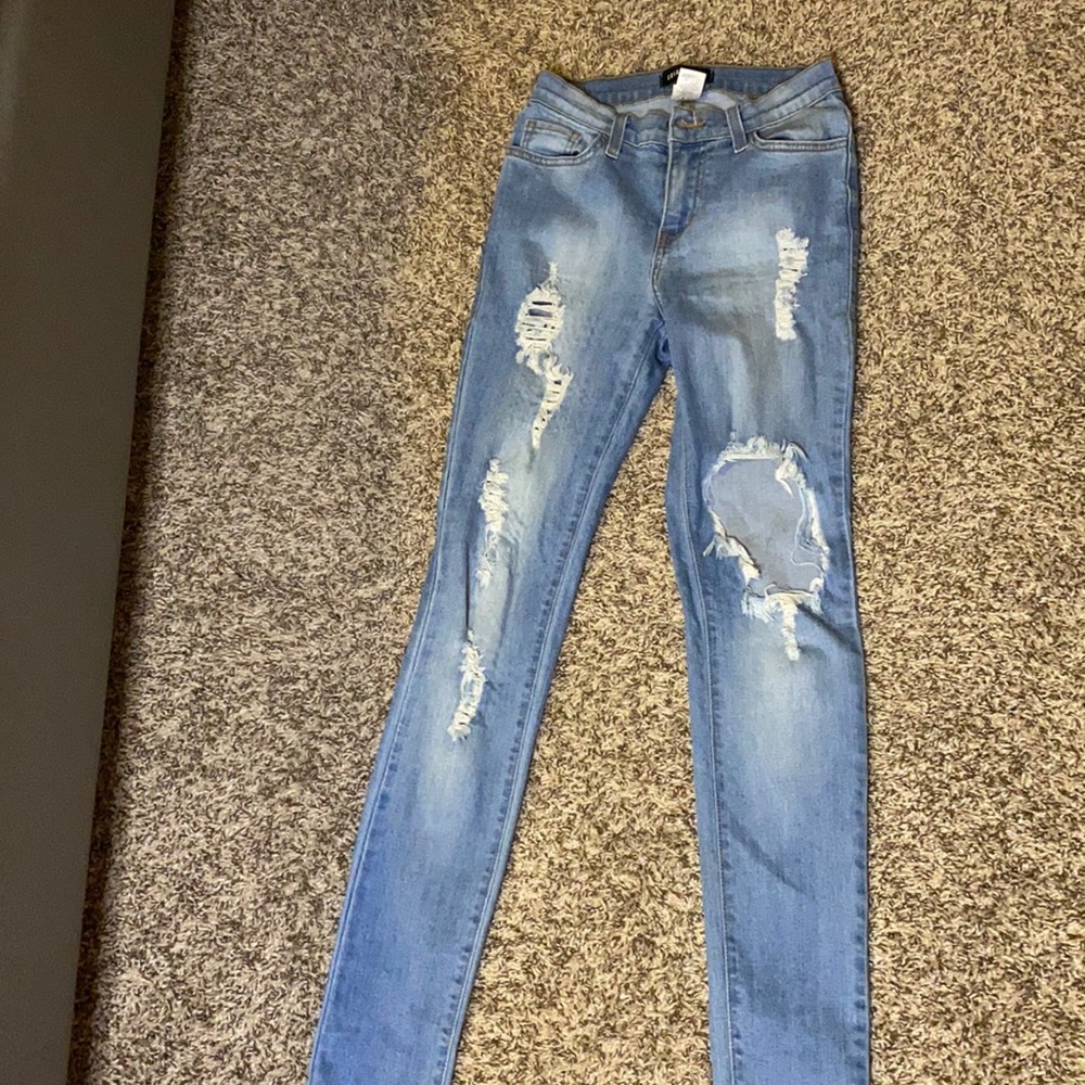 Super stretchy high rise light wash jeans